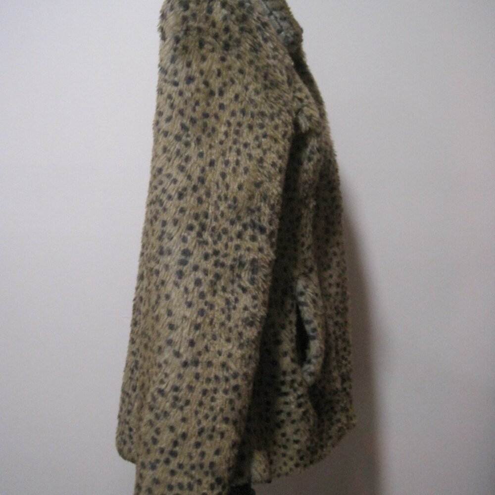 Paris Blues Coat Women's Medium Leopard Faux Fur Polyester Open Front Pockets - Picture 9 of 10